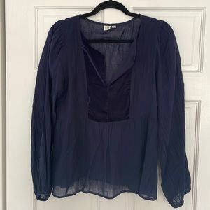 Gap navy blouse with velvet on front